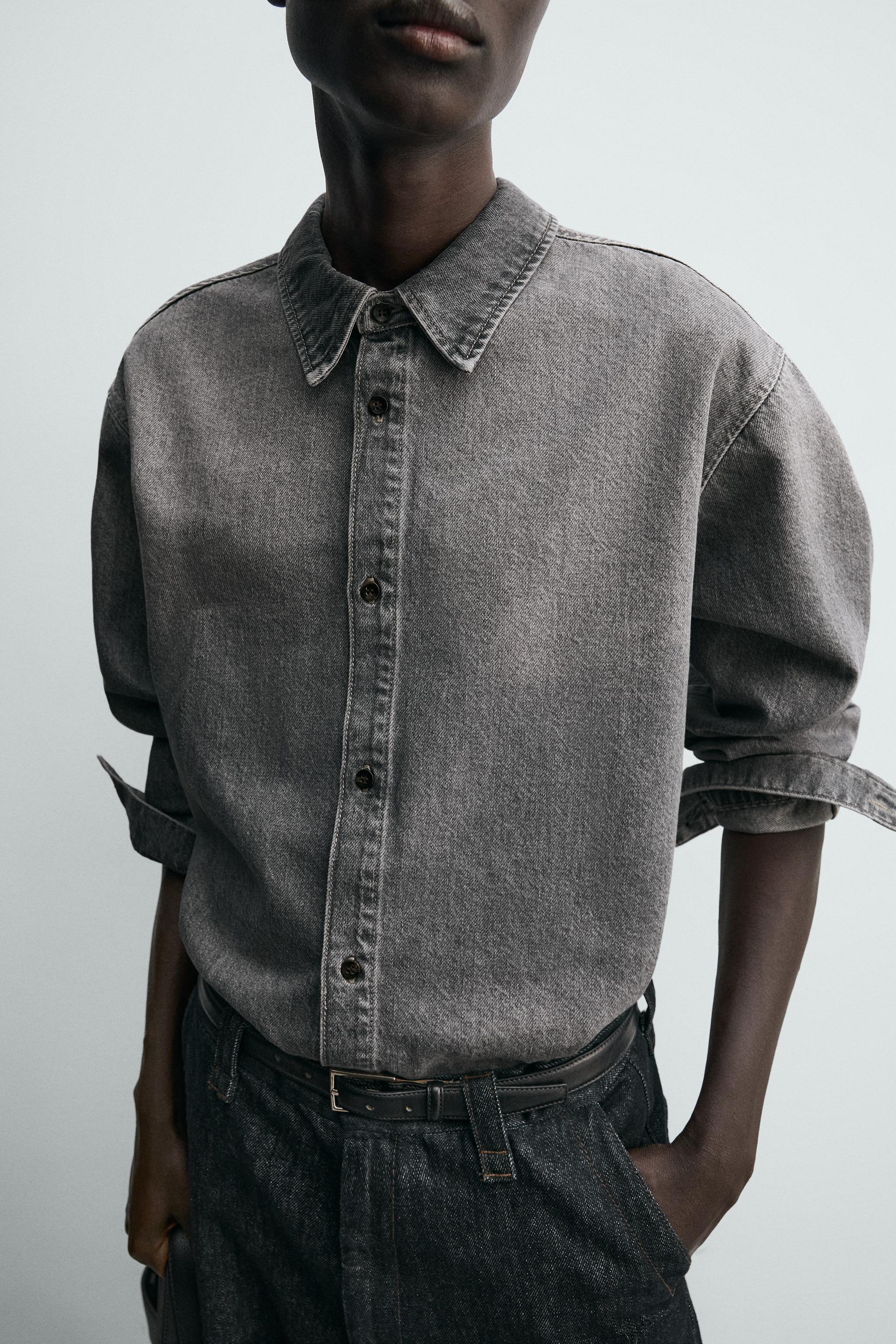WASHED RELAXED FIT DENIM SHIRT